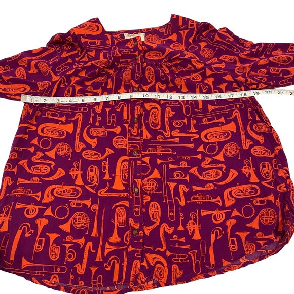 Anthropologie 52 Conversations  Colloquil Yoked Toot Your Own Horn Blouse Size 2 - Picture 7 of 8